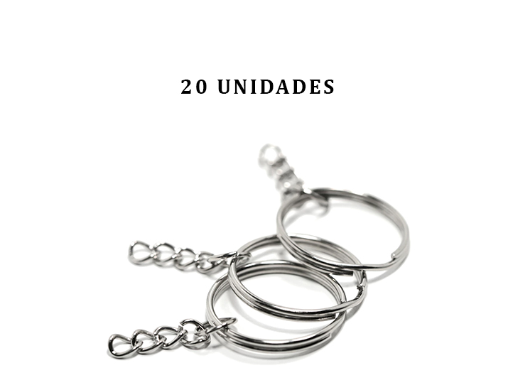 Argollas de Metal Llavero Reforzada Con Cadena 25mm.